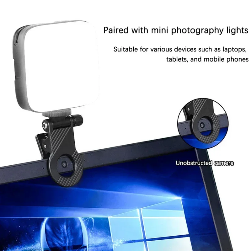 1 pçs mini luz de preenchimento clipe plástico portátil telefone móvel computador luz preenchimento 1/4 parafuso montagem câmera fixa flash titular