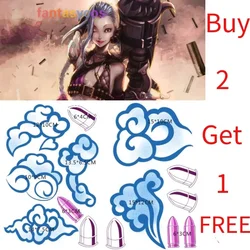 1Set Jinx Lol Tijdelijke Fake Flash Tattoo Sticker Tattoo Cosplay Prop Accessoire Halloween Party Carnaval