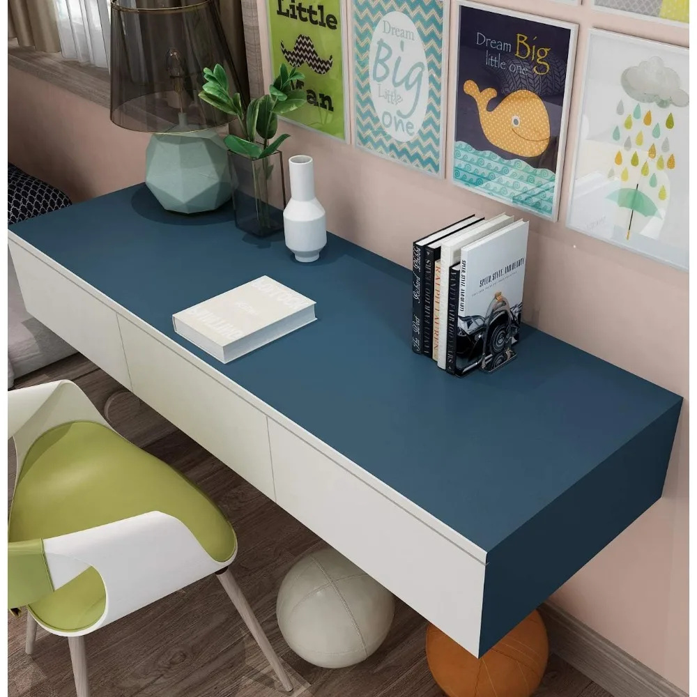 ورق جدران لخزانة المطبخ من الفينيل قابل للإزالة مقاوم للماء باللون الأزرق النيلي، مقاس 24 × 394 بوصة، قابل للتقشير واللصق، ورق اتصال طويل الأمد للمقصورة