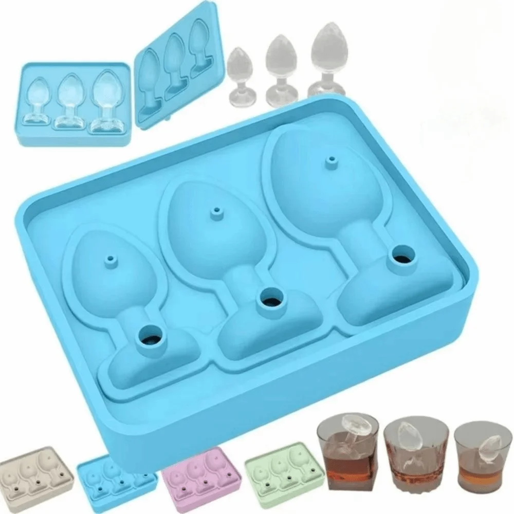 

Novelty Silicone Ice Cube Mold Reusable 3 Grids Ice Cube Tray Easy Demoulding Prank Mold Drink