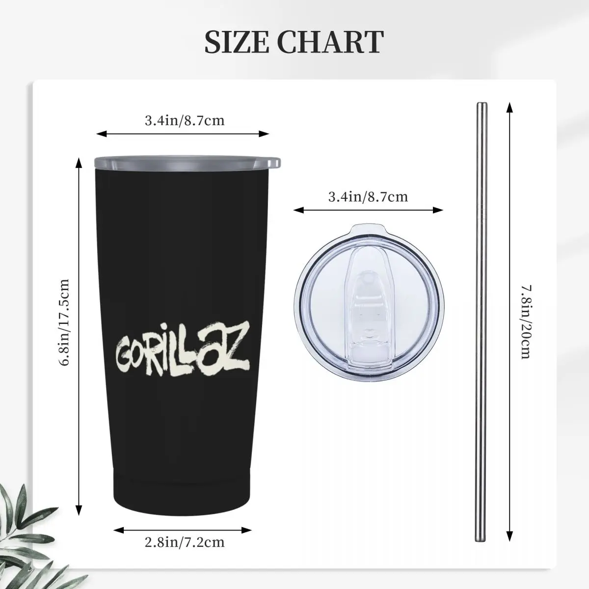 Gorillaz Symbol Stainless Steel Tumbler Vacuum Insulated Mugs Thermal Cold Bottle Straws With Lid 20oz