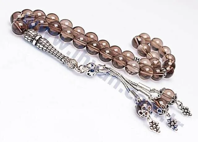 

IQRAH Smoky quartz Stone Rosary (925 SETTING SILVER)