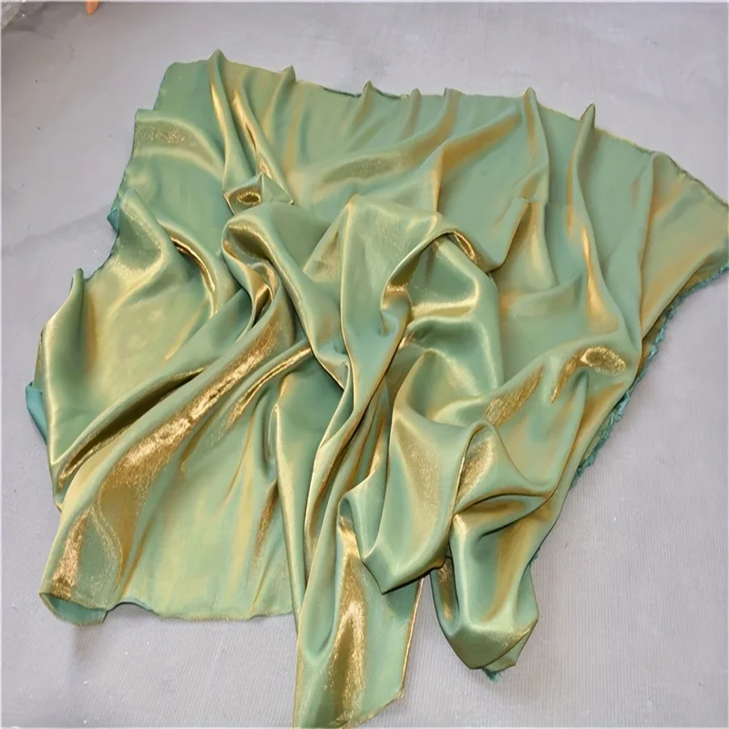 1yard/3yards150cm wide Green Satin Fabric Glossy Silk Gradient Fabric,Shiny Clothing Fabric, Polyester Holographic Dress Fabric