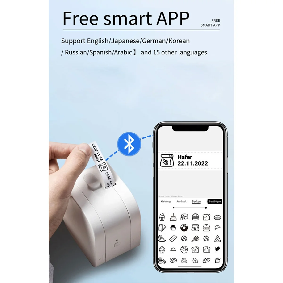 GOB-oP12 Машина для изготовления этикеток Bluetooth-принтер для этикеток Поддержка нескольких материалов этикеток с 4 упаковками белых этикеток