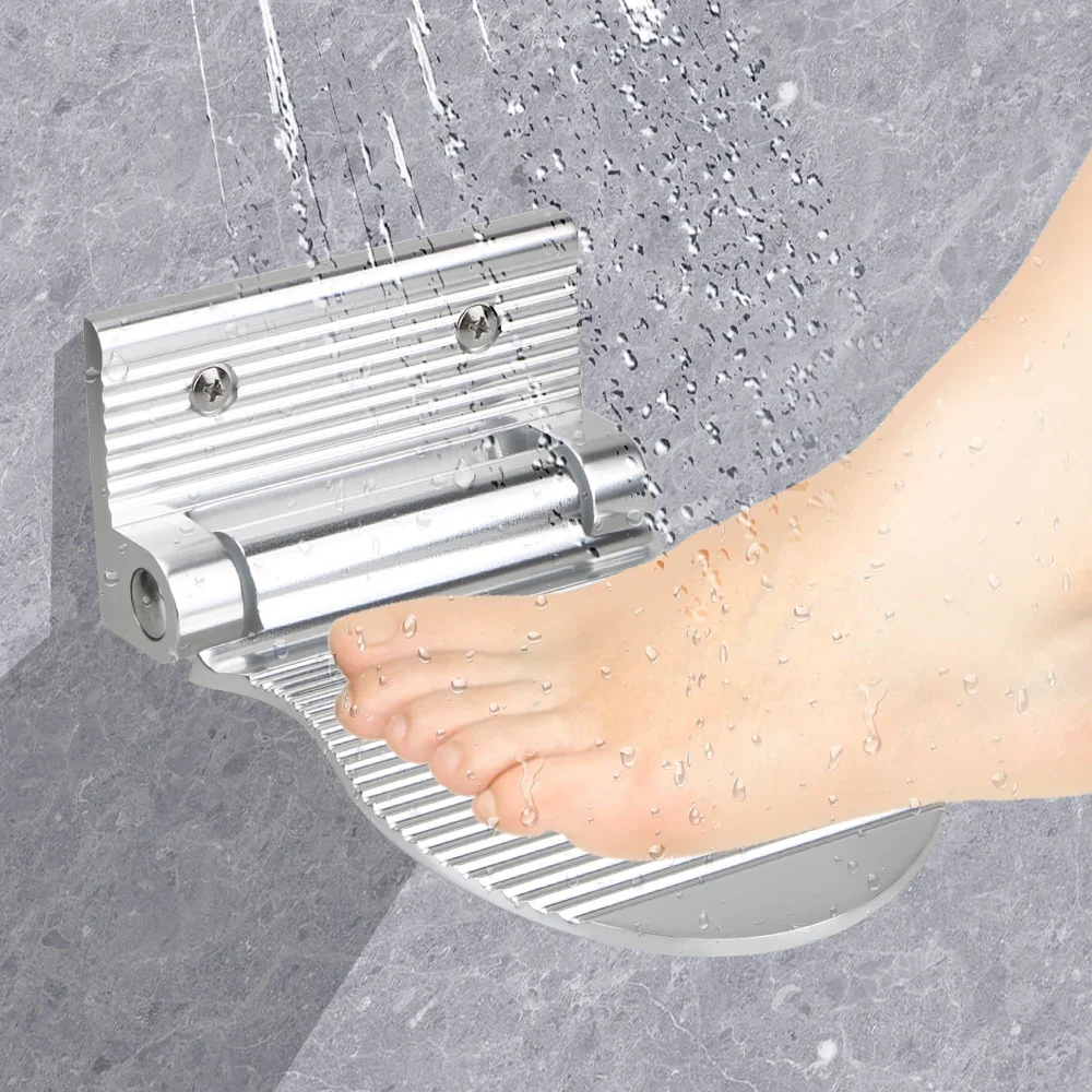 Bathroom Footrest Shower Foot Rest Pedestal Pedal Wall Mounted Black/silver Aluminium Alloy Shower Footstool Anti-slip