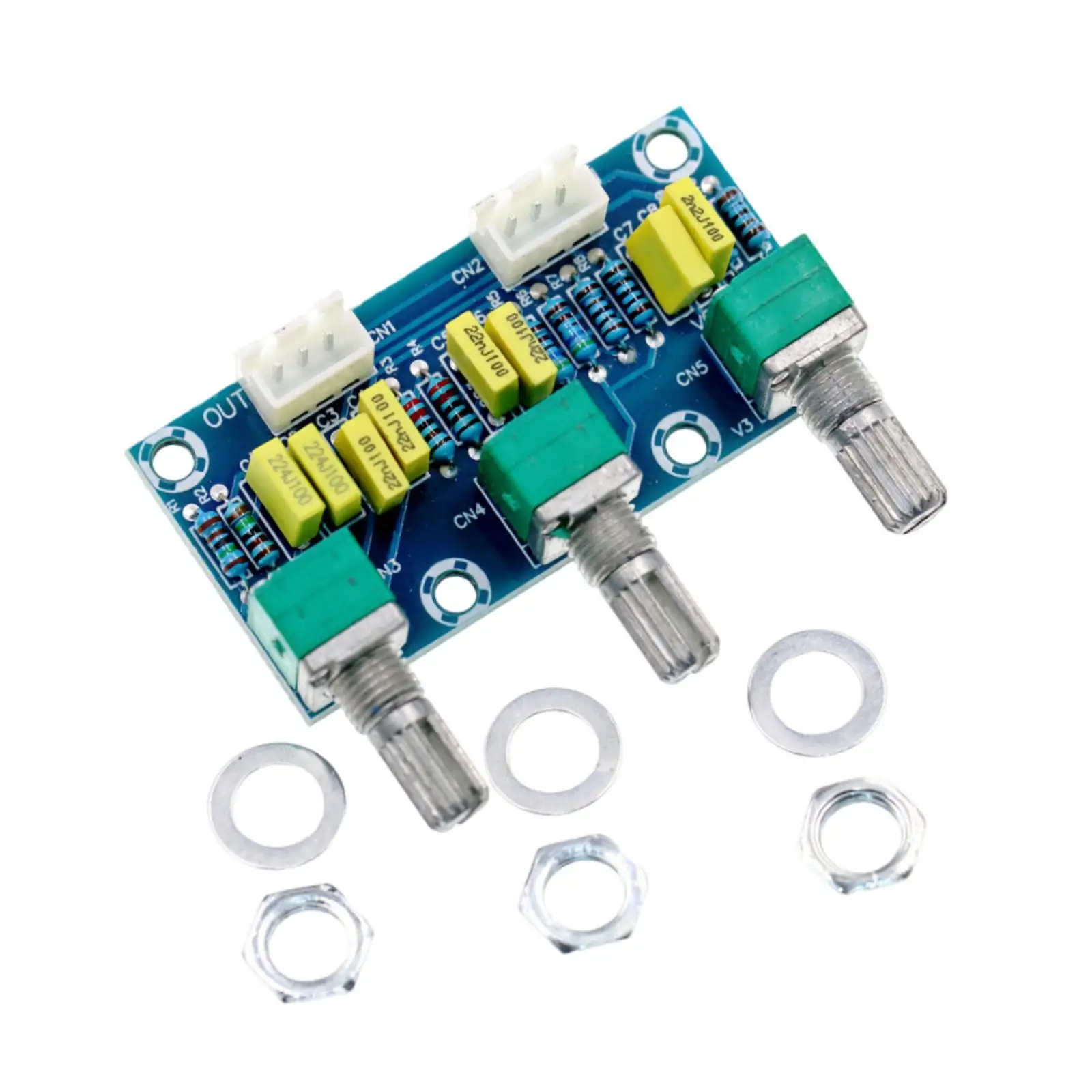 Audio Toning Board Treble Bass Adjustment Volume Control 2-channel Lightweight Amplifier Preamp Power Module for Audio Systems