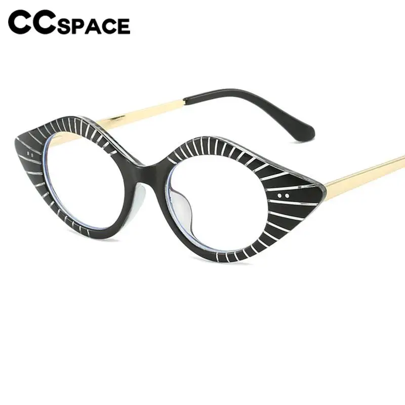 57281 Cat Eye Stripe Anti Blue Light Glasses Women Small Size Y2K Optical Spectacles Frame Fashion Rivet Prescription Eyeglass
