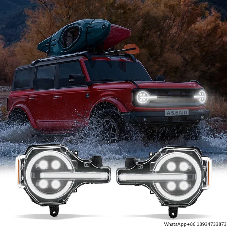 PLUG & PLAY Optical Lens Headlamp with Drl/turn signal side marker for FORD BRONCO 2021 up Full LED Quad Beams lighting system