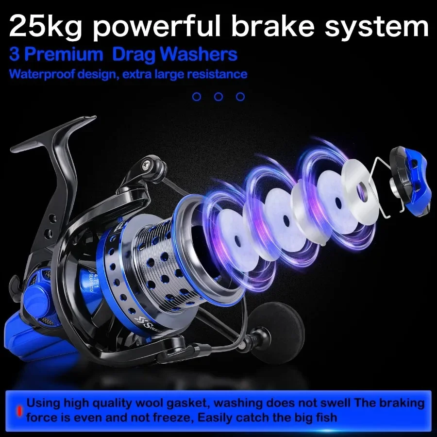 بكرات دوارة من سلسلة 10000 بكرات صيد ركوب الأمواج فائقة النعومة وقوية مع بكرة ألومنيوم باستخدام الحاسب الآلي للمياه المالحة في الخارج #5