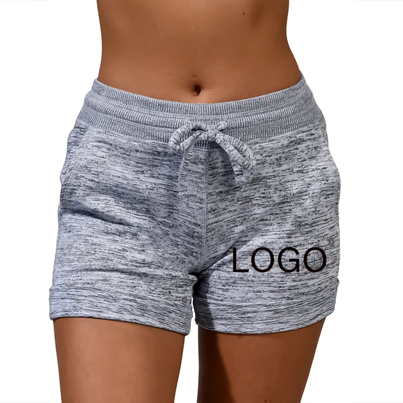 Short de sport élastique avec logo personnalisé pour femme, pantalon de survêtement respirant pour femme, séchage rapide, vue arrière, décontracté, fitness, grande taille, été