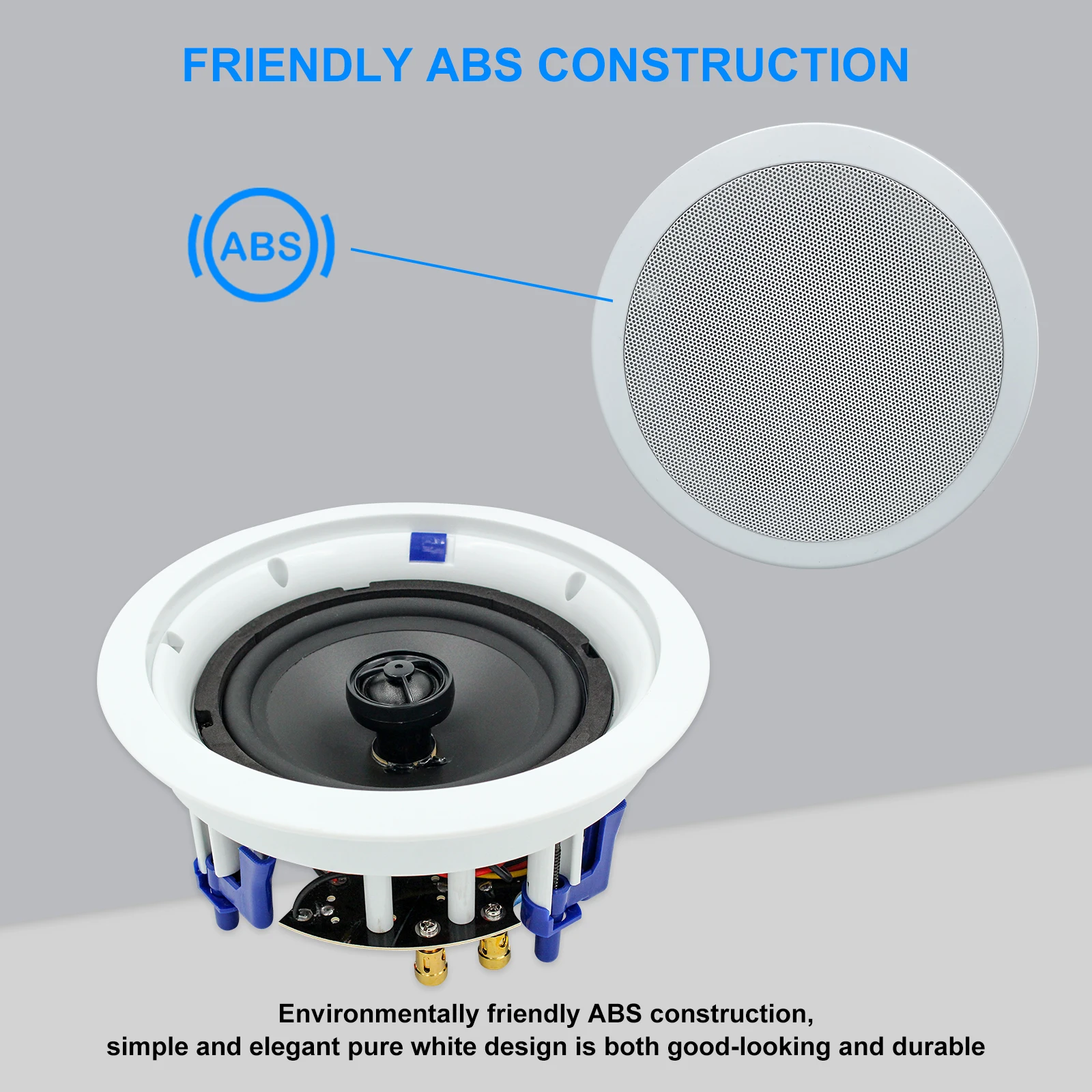 6.5 Inch 600W Ceiling Speaker Indoor Roof Loudspeaker In-Wall Stero Speaker For Office Bathroom Home Background Music