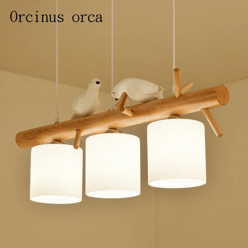 

The Nordic modern minimalist Bird chandelier Restaurant Bar bedroom Japanese creative wooden decorative chandelier