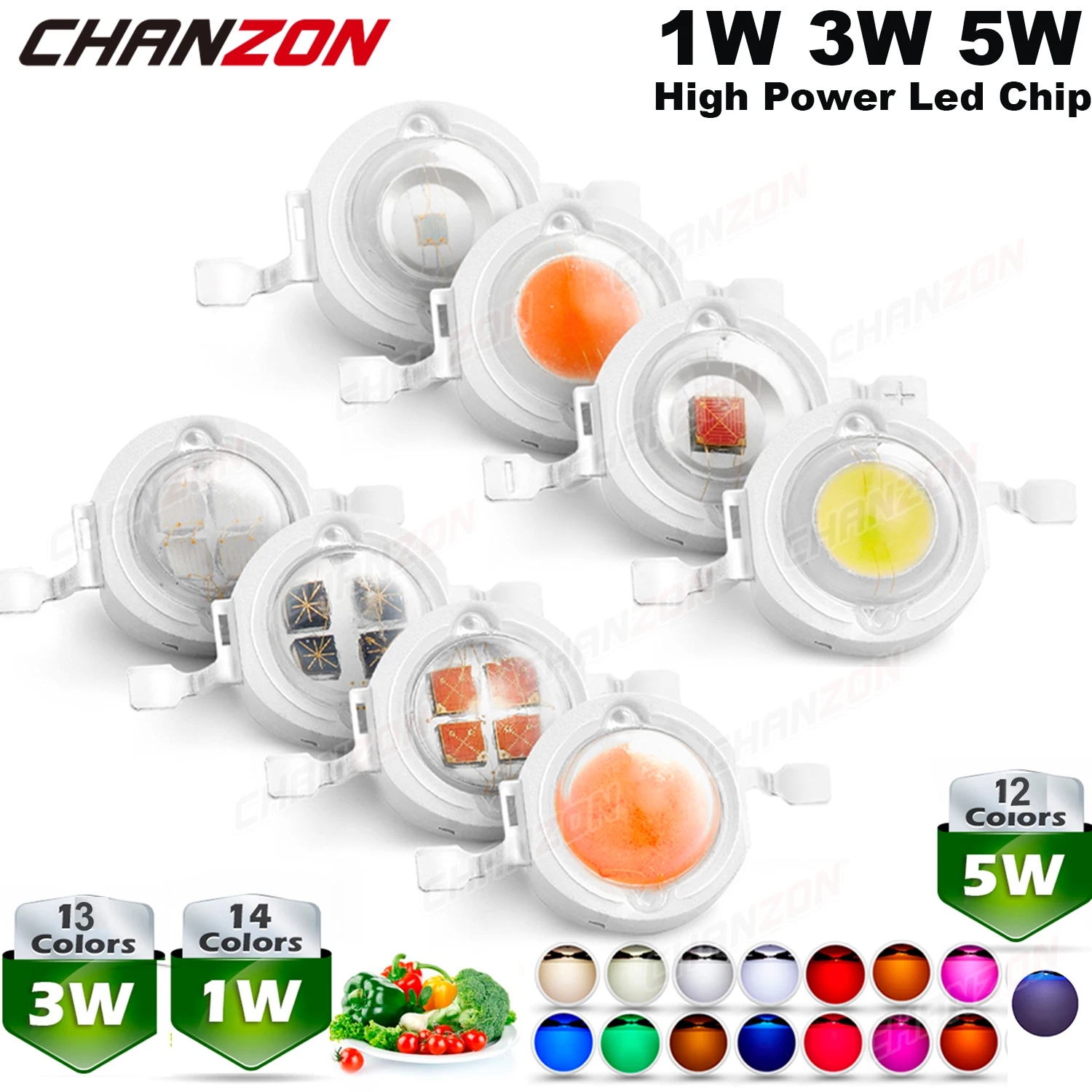 Chip Led Smd de alta potencia, 1W, 3W, 5W, 1, 3, 5 vatios, blanco frío Natural cálido, Uv, naranja, rojo, azul, verde, Cob, diodo emisor de luz, cuentas de bombillas