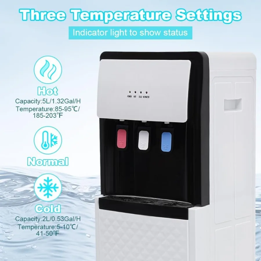 Диспенсер-кулер для воды с нижней загрузкой и 3-мя настройками температуры для горячей и холодной воды в помещении, идеально подходит для дома и из