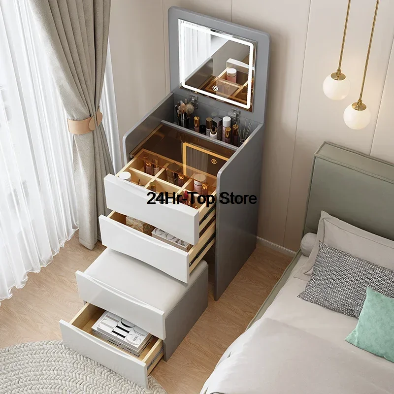 

White Luxury Dressers Vanity Mirror Drawer Bedroom Minimalist Makeup Room Desk Cosmetics Modern Nordic Coiffeuse Ornaments