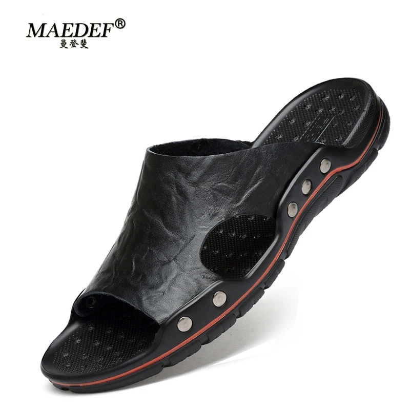 

MAEDEF Shoes for Men Summer 2025 Men's Slippers Outdoor Slides Lightweight Comfortable Beach Sandal Flip Flops Man Flat Sandals