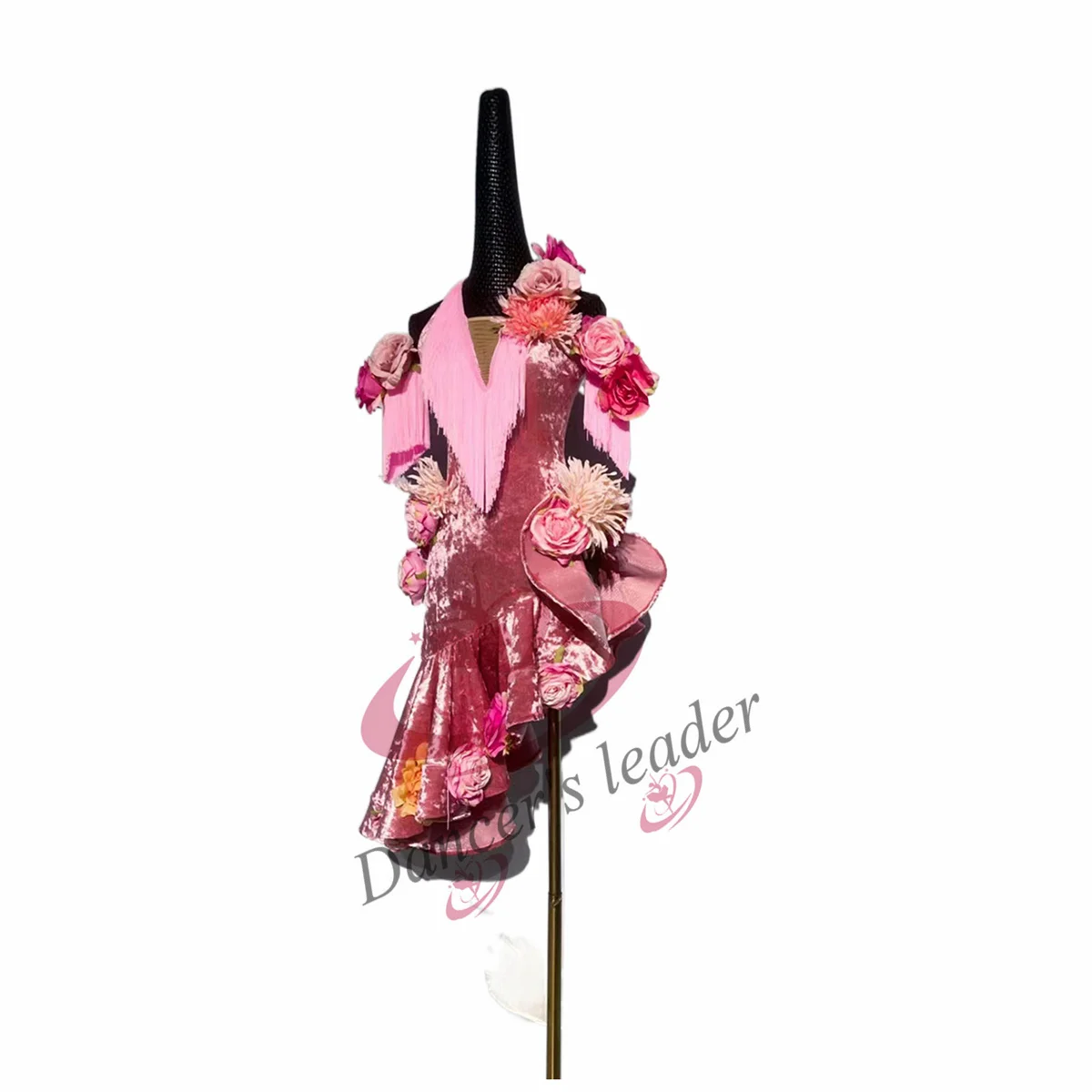 Latin Dance Dress High-end Custom Sleeveless Slim With Handmade Flower Tassel Cha Cha Tango Stage Professional Clothing