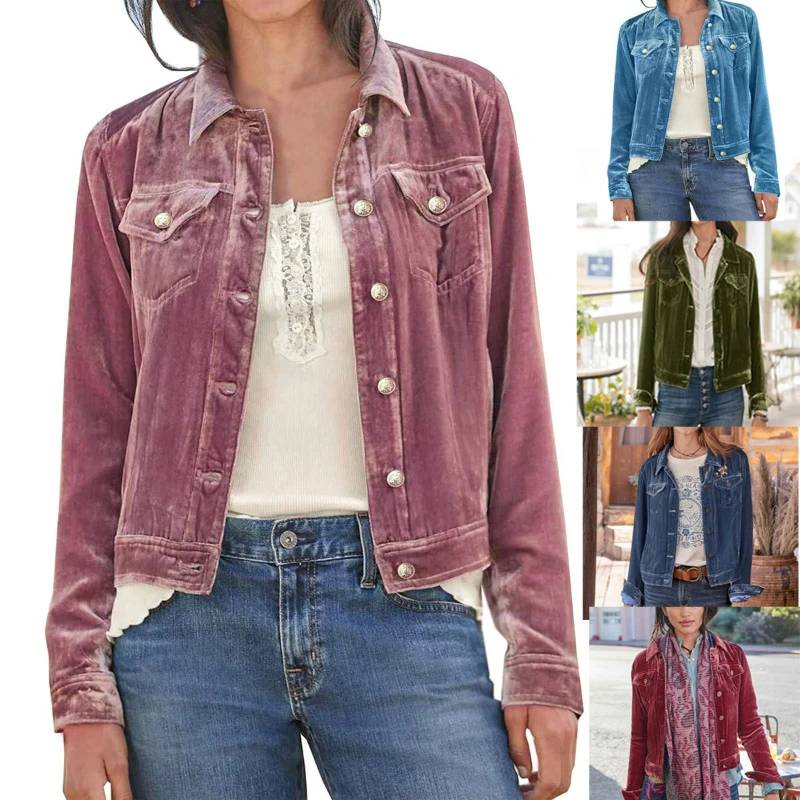 

Short Coats Women Single Breasted Coat Solid Turn Down Collar Streetwear Jackets Button Pockets Splice Jacket Autumn 2025