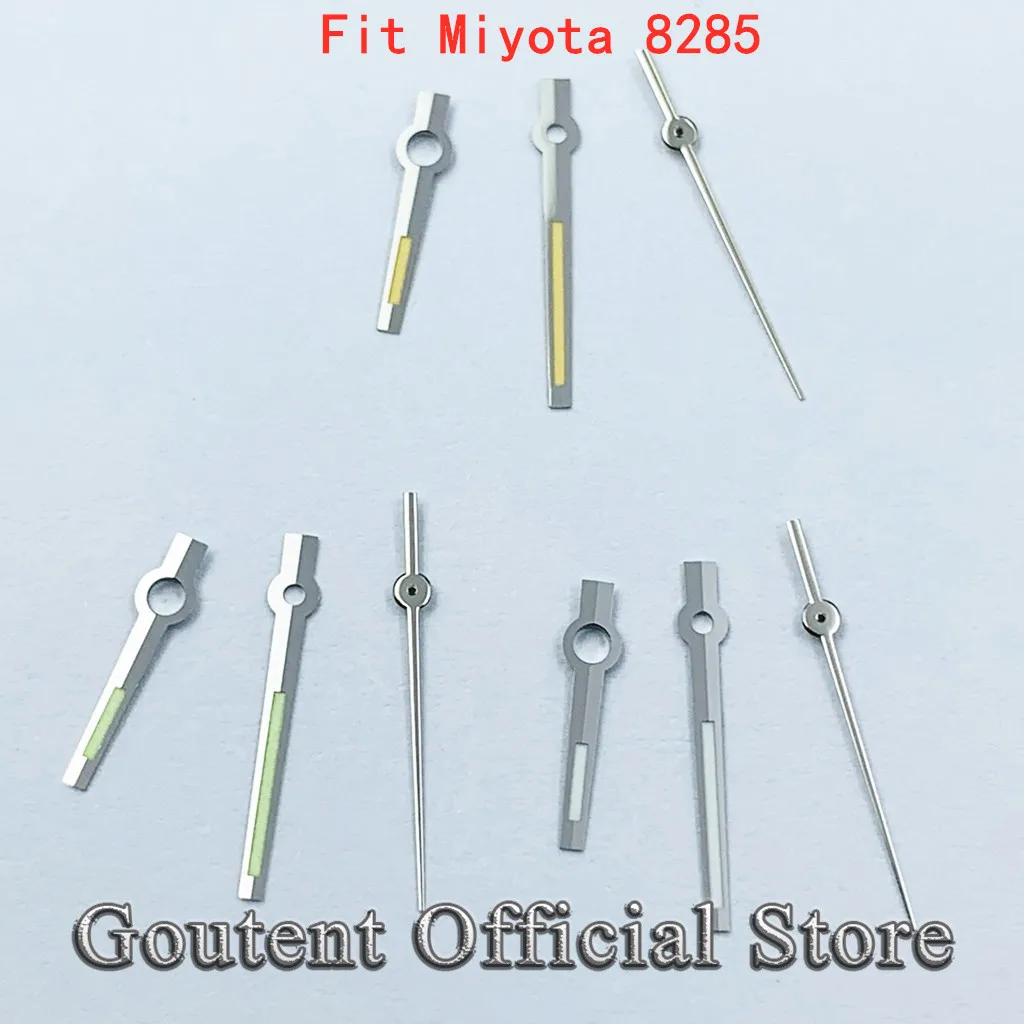 Goutent neues Fit Miyota 8285-Uhrwerk, grün leuchtend, silberfarben, grün, silber, gelb