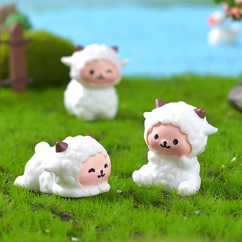 น่ารักการ์ตูนแกะ Micro Landscape เครื่องประดับ Lamb Figurines Miniatures ตกแต่ง Desktop Home ตุ๊กตา House Props อุปกรณ์เสริมของขวัญ