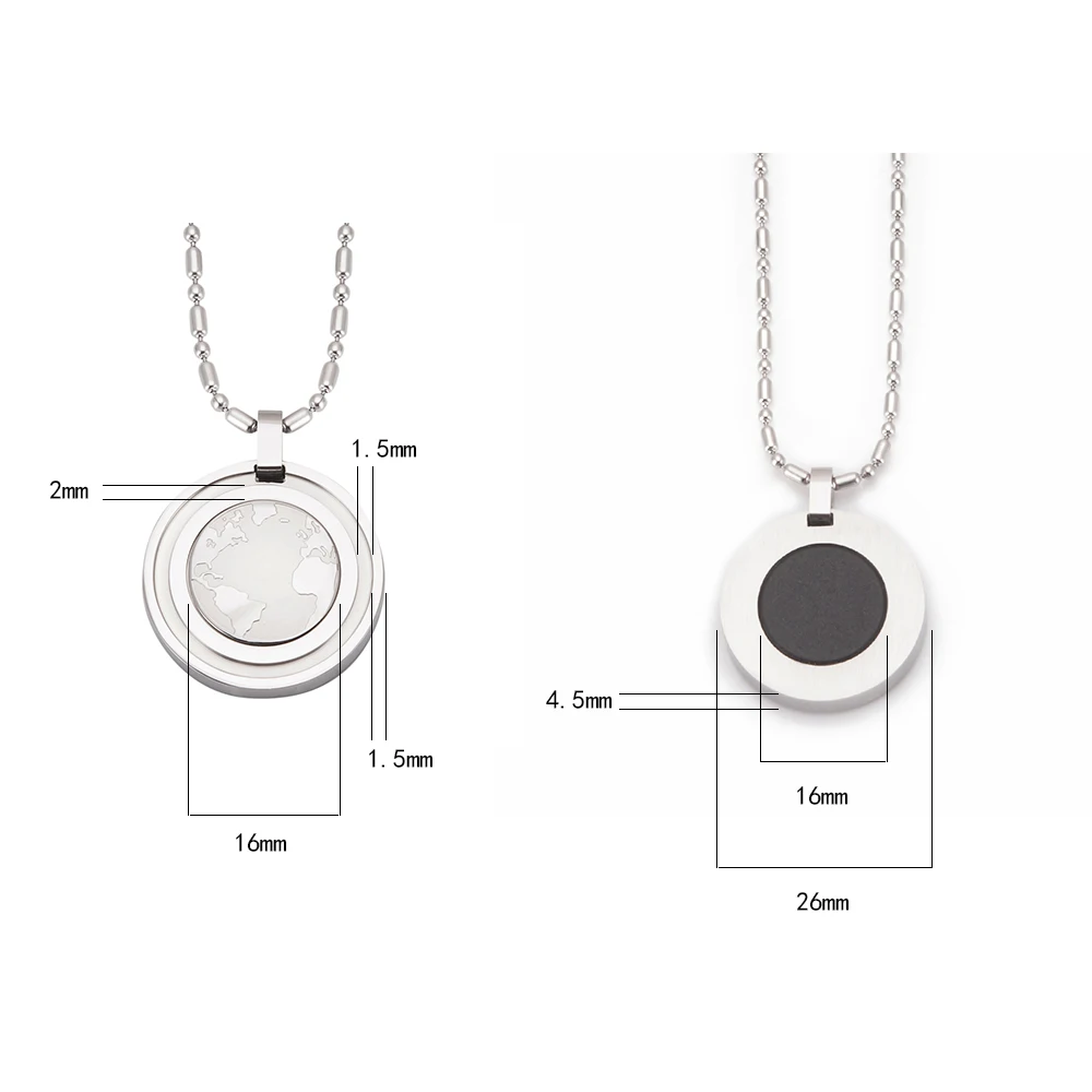 Wollet Volcanic Stone Pendant for Women, Negative Ion 316 Stainless Steel Necklace Fashion Jewelry Gift (Silver)