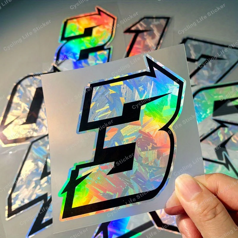 

1 шт., наклейки для мотоцикла с арабскими цифрами, светоотражающие голографические наклейки с эффектом углерода для шлема, скутера, топливного бака, наклейки на передний обтекатель