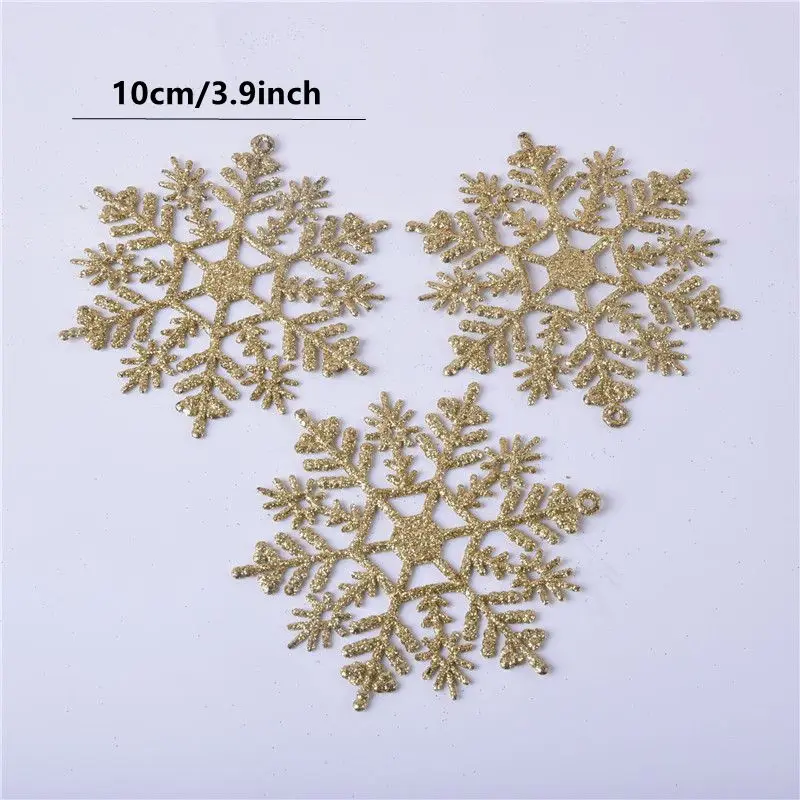 3/6/12 قطعة الثلج البلاستيكية الديكور بريق ندفة الثلج معلقة شجرة عيد الميلاد الديكور ديكور غرفة المنزل نافيداد 2025