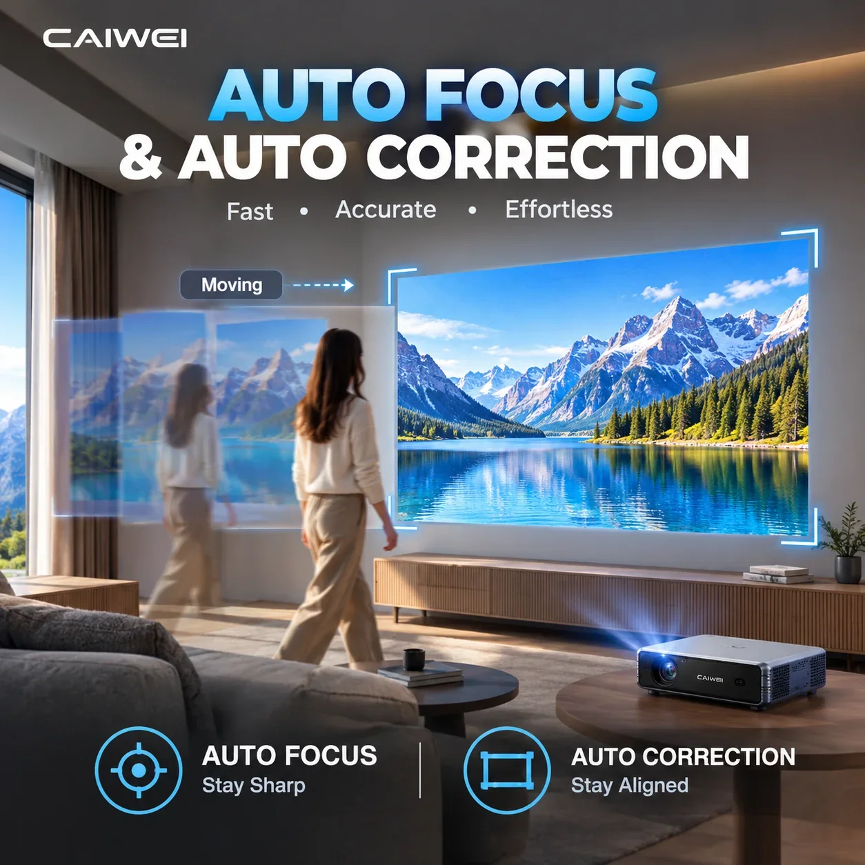 CAIWEI S7+ 4K Ultra HD Projector Video 4000 ANSI Home Theater Android for Movies Auto Focus Smart TV Beam Projectors for Outdoor - view 5