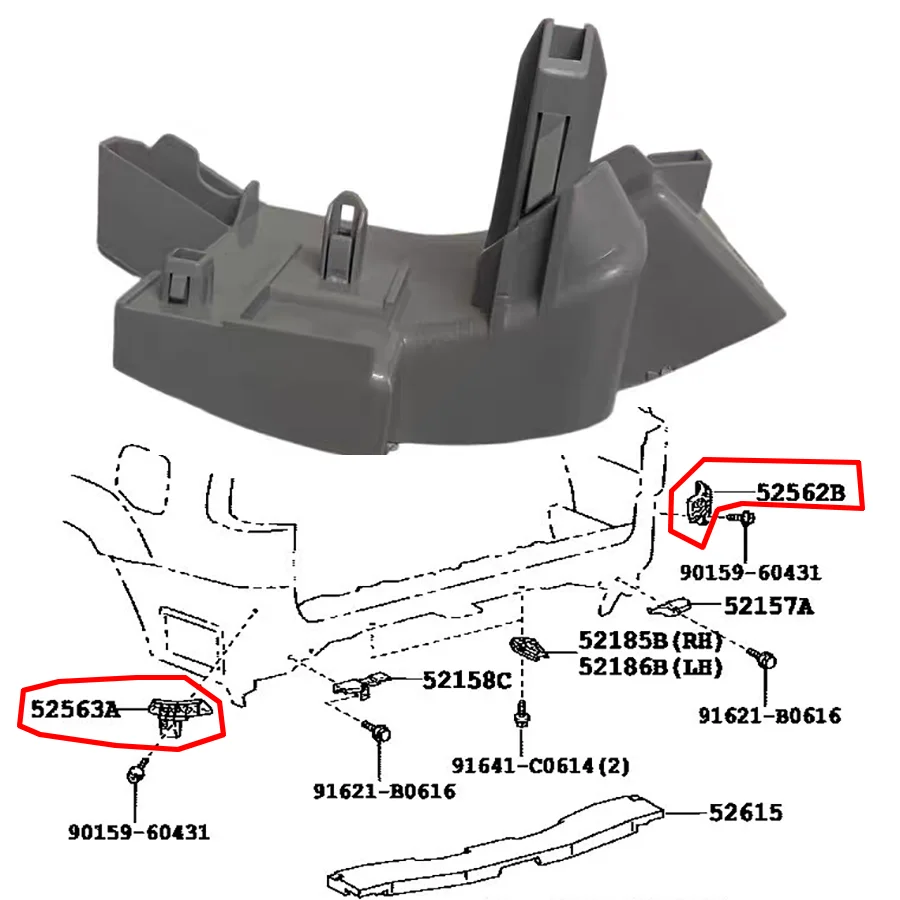 Wooeight 1Pc Car Rear Bumper Side Support Bracket Buckle For Toyota Land Cruiser Prado LC120 2003-2009 52563-60020/52562-60020