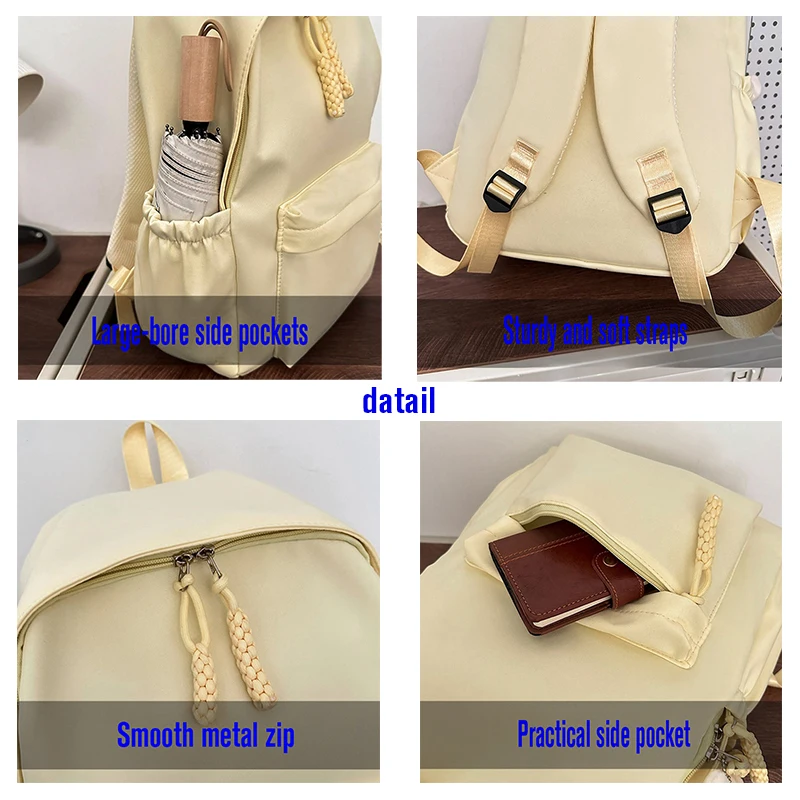 Embroidery Customization, New Style, Simple Solid Color Large-Capacity Commuter Backpack, Suitable for Campus, Daily Commuting, Parties, Outdoor Travel, Leisure, Back-To-School Season, Graduation Season!