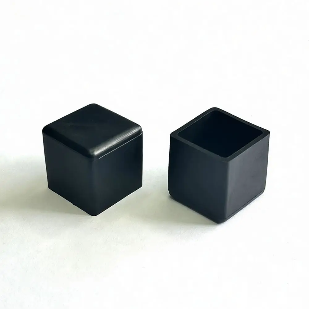 Sturdy Square PVC Pipe End Caps Black Furniture Leg Pads Anti Scratch Floor Protectors For Music Stands Office Tables