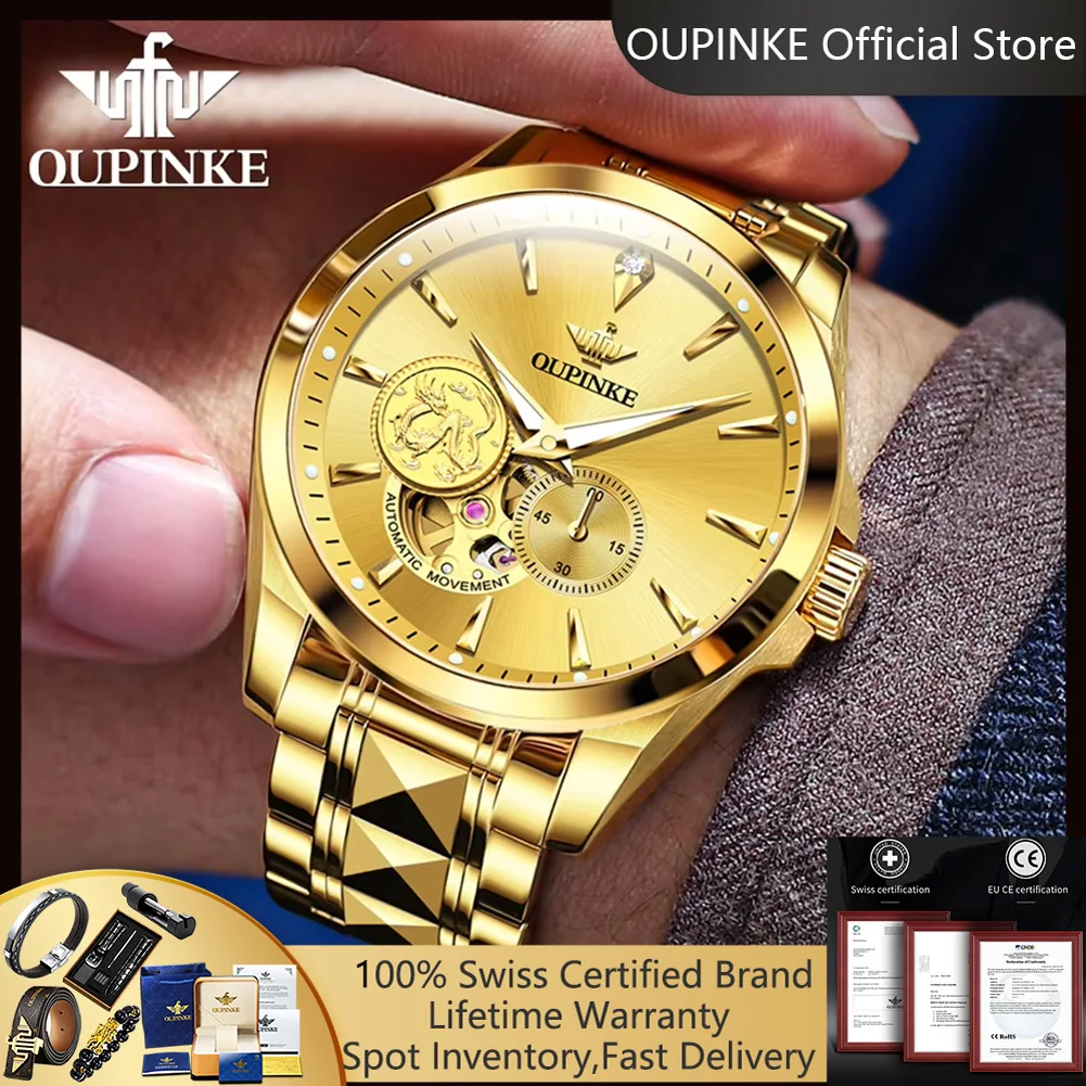 

OUPINKE 3260, мужские часы из настоящего золота с бриллиантами, японские автоматические механические часы для мужчин, роскошные мужские часы высокого качества 3260