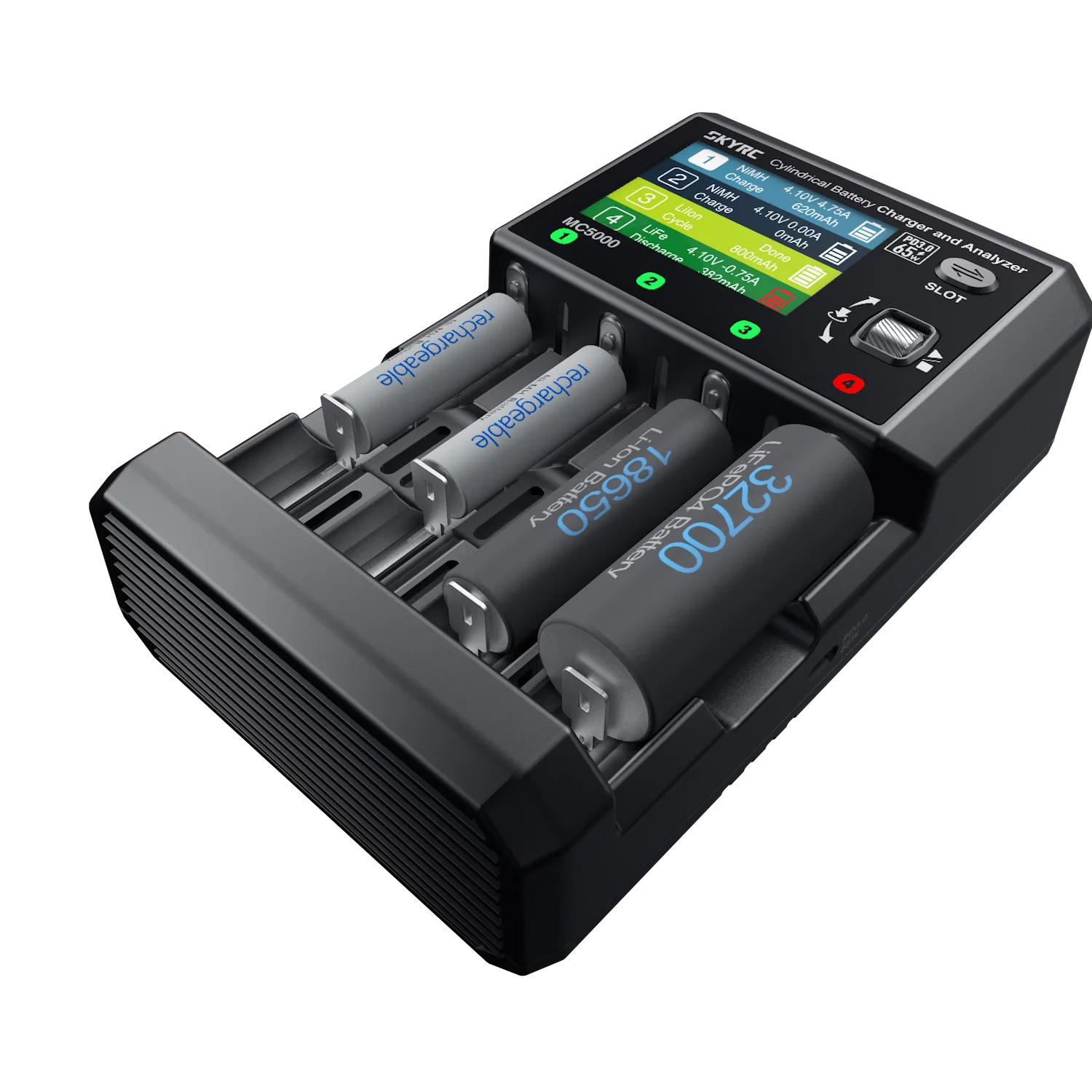 Caricabatterie multi-chimico MC5000 - Controllo APP Bluetooth per batterie cilindriche NiMH/LiFePo4