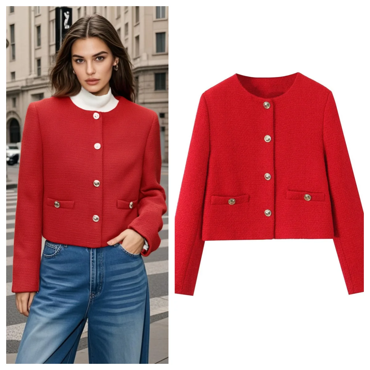 

Taop&Za 2025 new women's suit jacket, fashionable appearance, high-quality fabrics, elegant design, commuting and versatile
