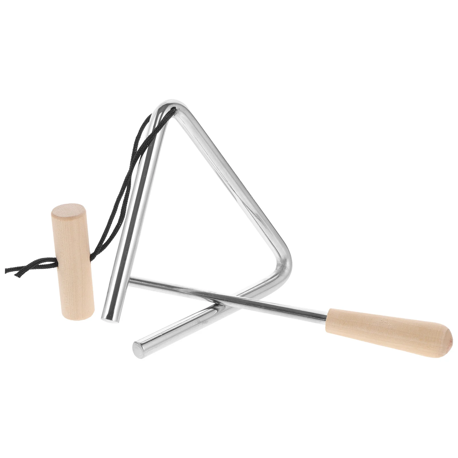 

Triangle Iron 4 Inch Wood Handle Kids Music Toy Safe Durable Early Education Teaching Aids Percussion Instrument