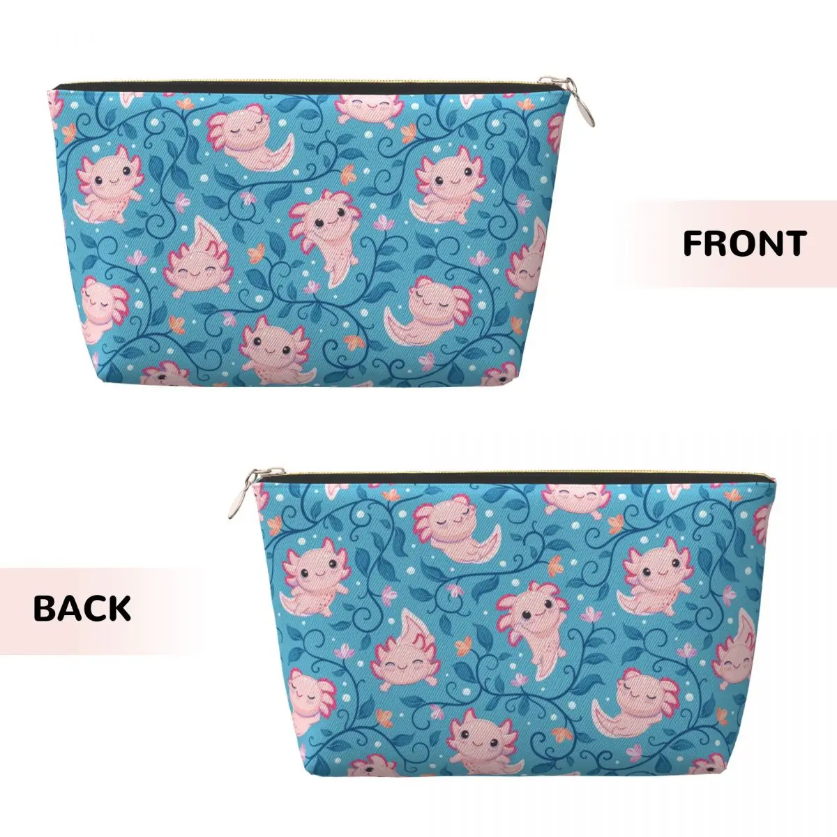 Custom Cute Salamander Animal Axolotls Cosmetic Bag Women Fashion Big Capacity Makeup Case Beauty Storage Toiletry Bags