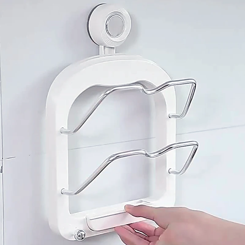 Kitchen Organizer Rack Wall Hanging Pot Cover Drain Rack No Punching Kitchen Pan Cover Cutting Board Organizer Holder