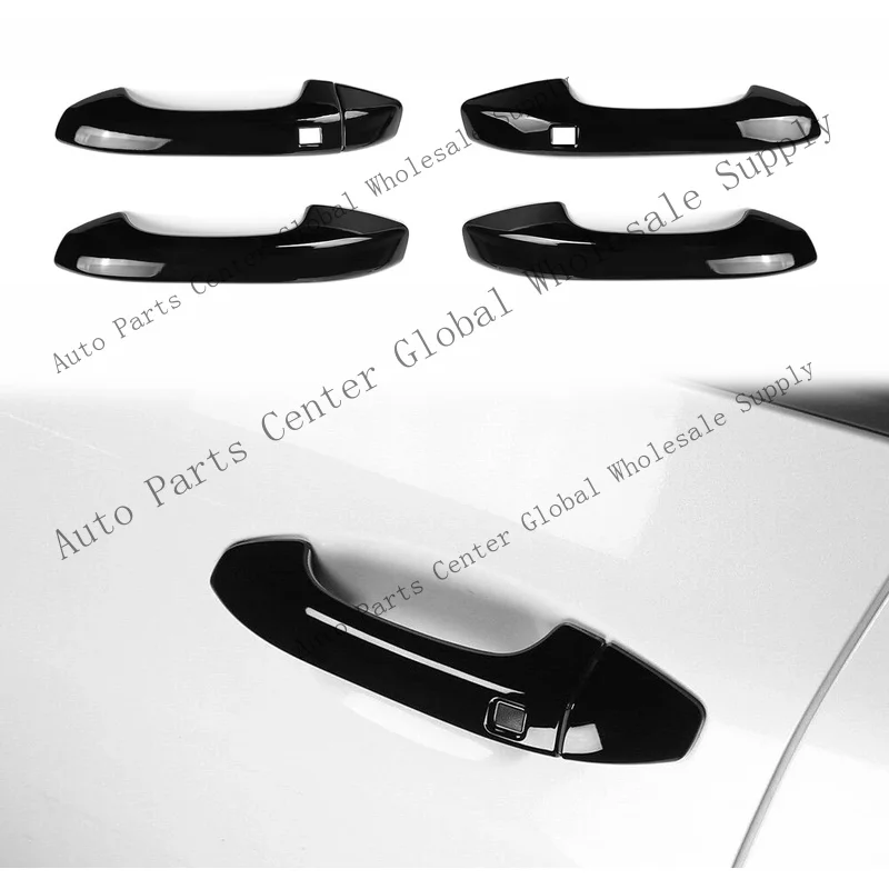 L+ 4X For Kia K5 2021-2026 ABS Glossy Black Door Handle Cover Trim w/ Smart Keyhole