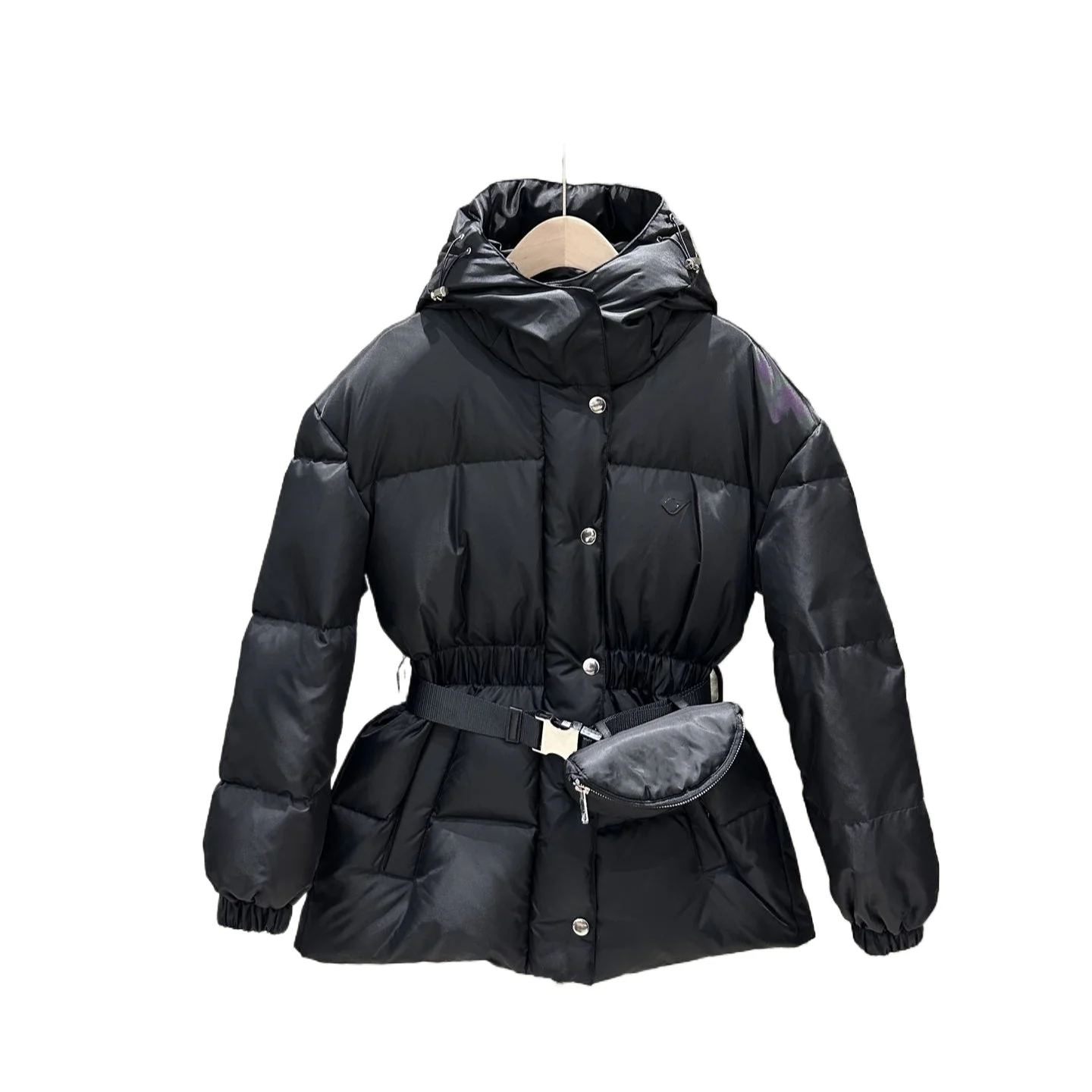

2025 Autumn And Winter Explosions Women's Hooded Belt Pocket Waist Belt Long Down Jacket Windproof And Waterproof