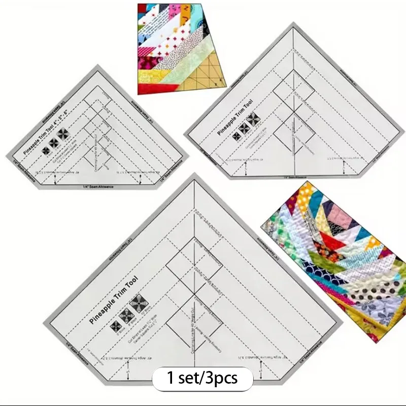 Acrylic Patchwork Ruler 1 set(3pcs)  Non-skid Ruler  Cloth Splicing Derivative Sewing Ruler  Quilting Tools  Sewing Accessories