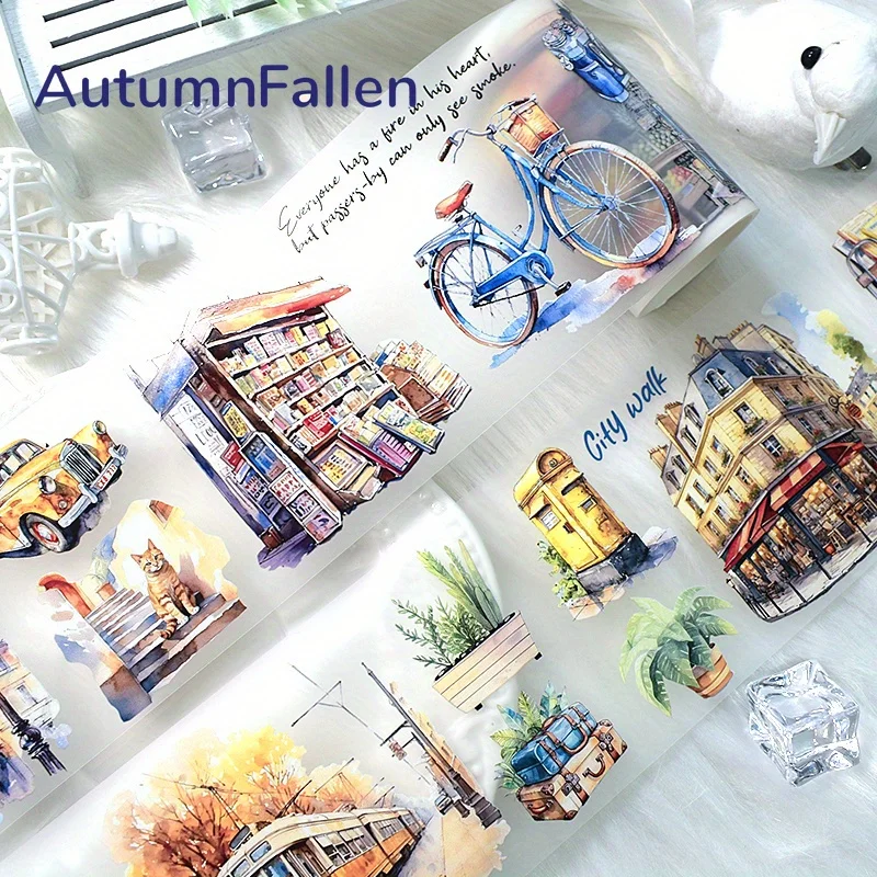 Matte PET Washi Tape City Kitten Transparent Roll Sticker Decorative Adhesive Tape For Scrapbooking Journal Aesthetic Stationery