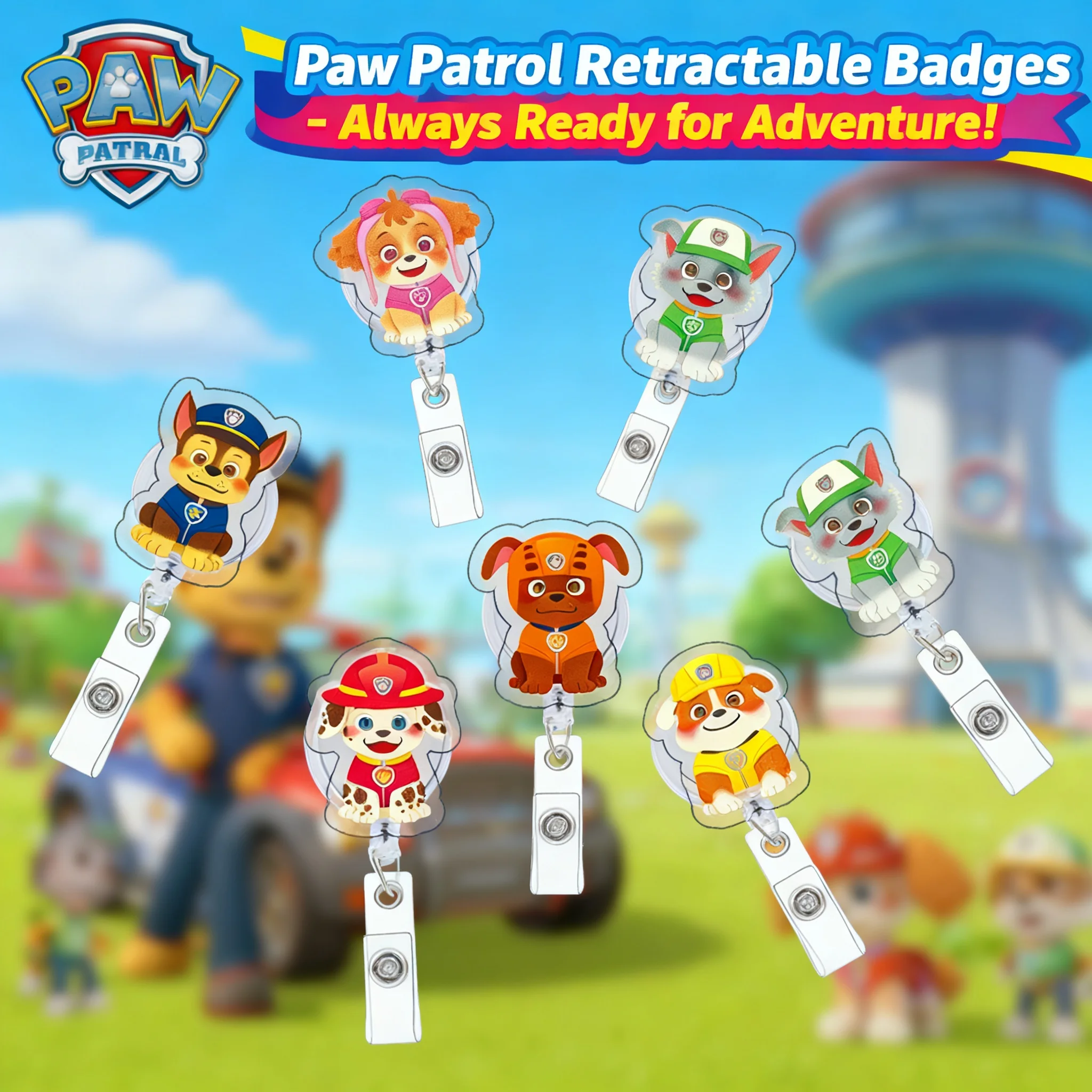 PAW Patrol Cartoon Retractable Badge Reel Nurse ID Card Holder Employee Work Badge Clip Keychain