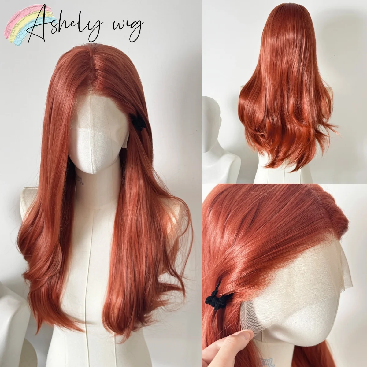

Red Orange Lace Front Wig for Women 26inch Long Wavy Wig Body Wave 13x4 Lace Frontal Synthetic Lace Wigs Nature Hairline Cosplay