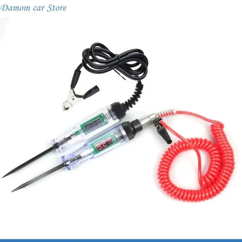 

A2UC Hand Auto Circuit Tester Test Light with Extended Spring Wire Vehicle Circuits Low Voltages Light Tester for Various Car