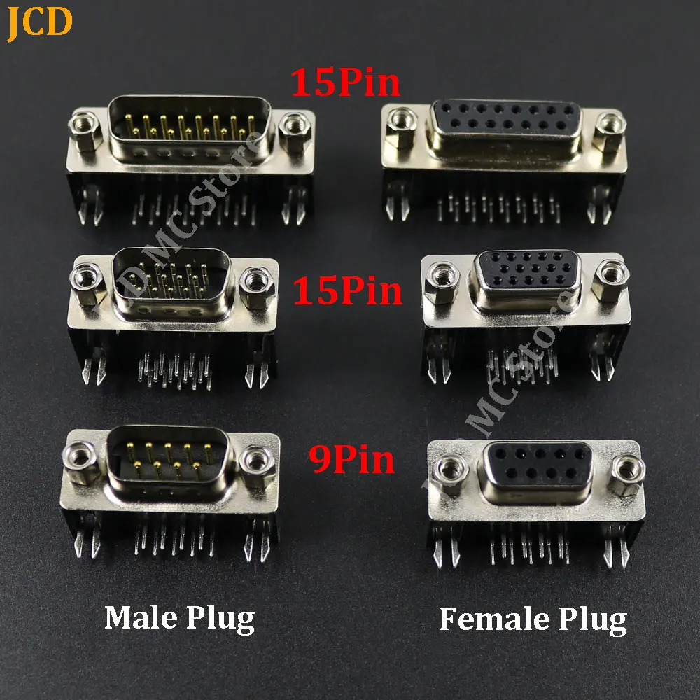 

1/5/10Pcs DR9 DR15 Hole/Pin Female/Male right angle Welded d-sub Connector RS232 serial port adapter DB9 9/15 pin