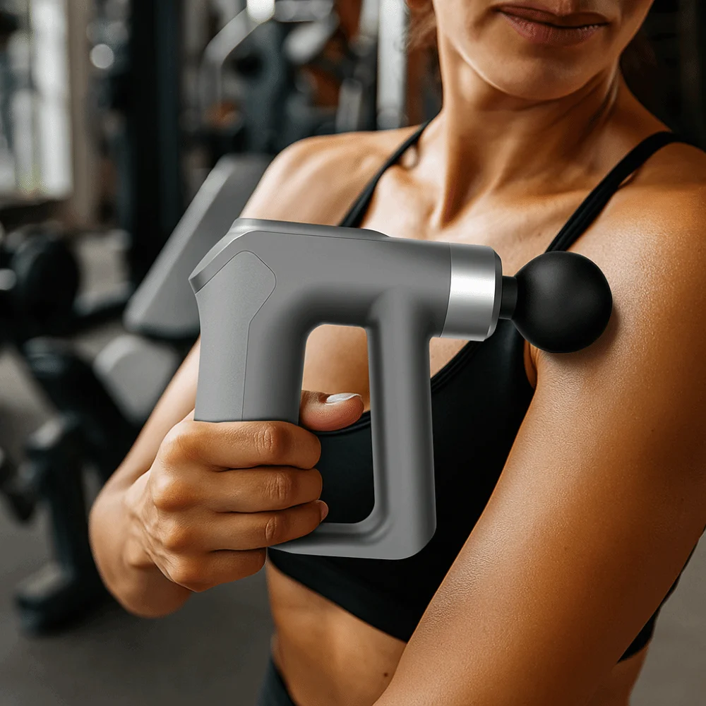 

High Frequency Electric Muscle Massager Handheld Adjustable Gears Fascia Massager with 12 Replacement Heads LCD Screen