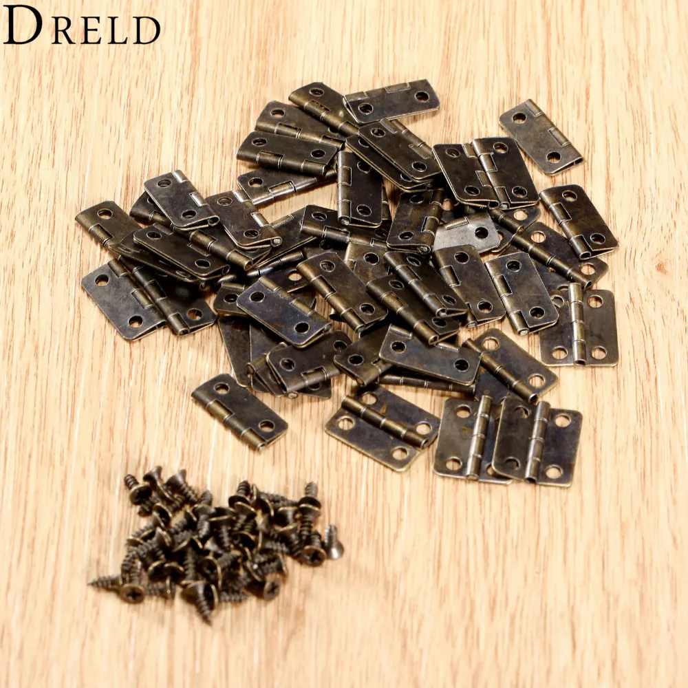 50 sztuk 16x13mm antyczny brąz/złoto zawiasy do szafek akcesoria meblowe pudełka z biżuterią małe zawiasy okucia meblowe do szafek