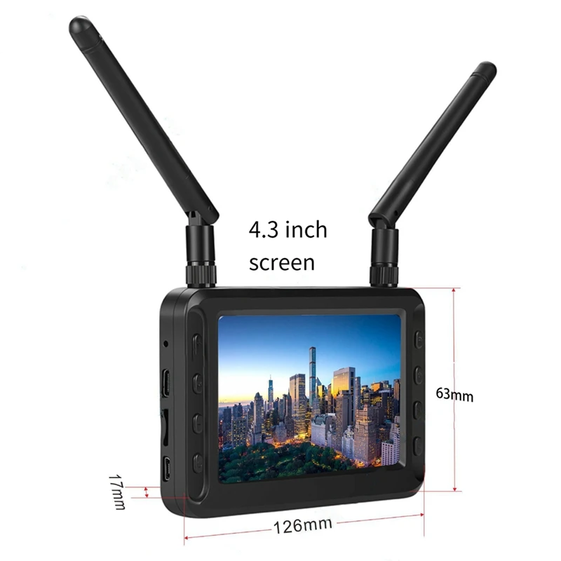 4.3Inch 5.8G Dual Receiver FPV DVR Monitor, LCD Screen 800X480, For RC FPV Drone Quadcopter