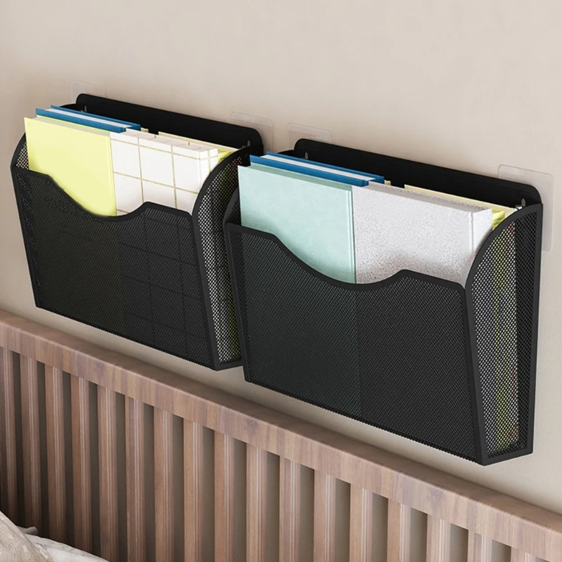 Wall Mounted File Holder Metal Mesh Hanging Magazine Holder Rack Space Saving Wall File Storage Pocket Mail Organiser