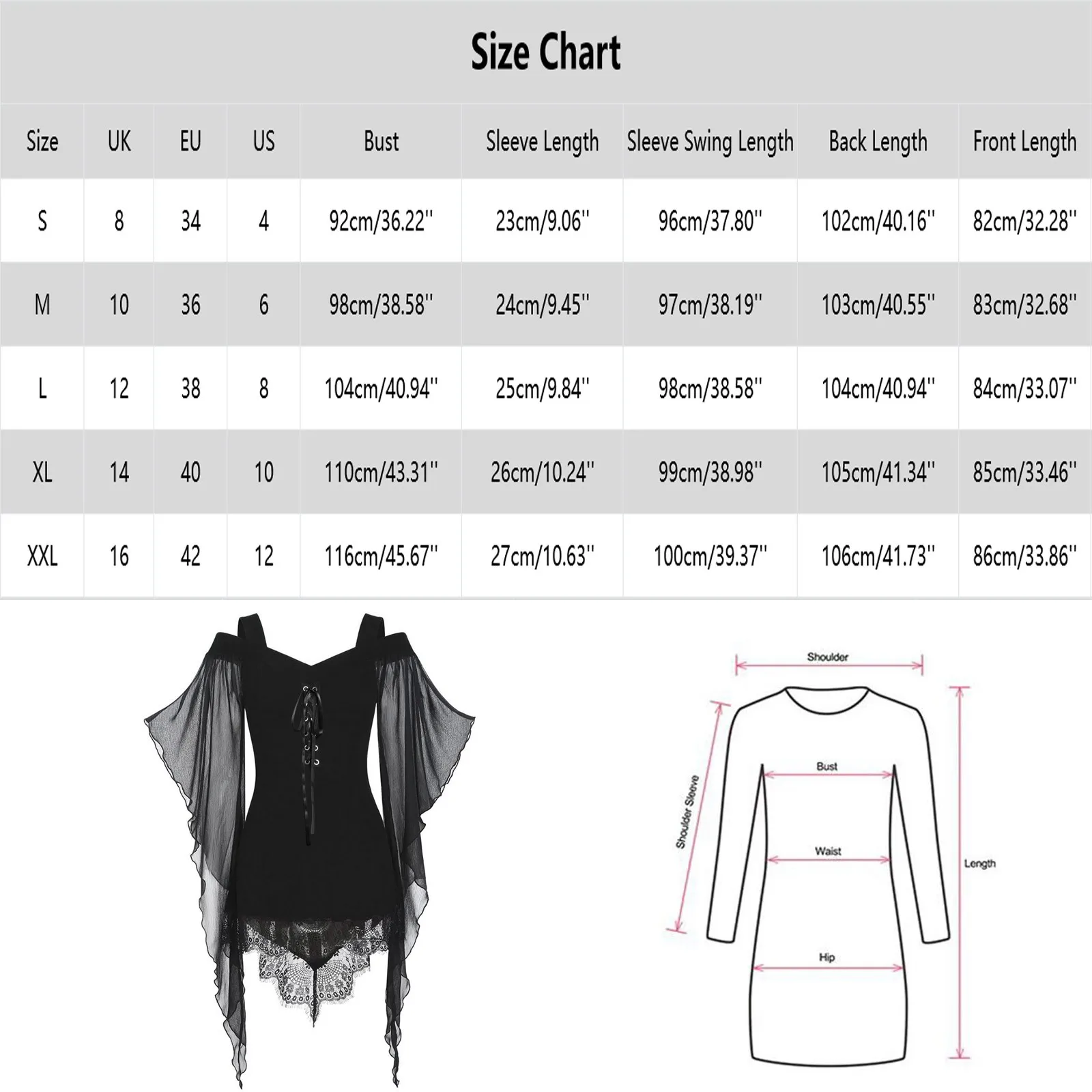 Women\'S Irregular Lace Dress Halloween Witch Top Plus-Size Gothic Lace Patchwork Top V-Neck Gauze Lace Lace Lacing Sexy Dress